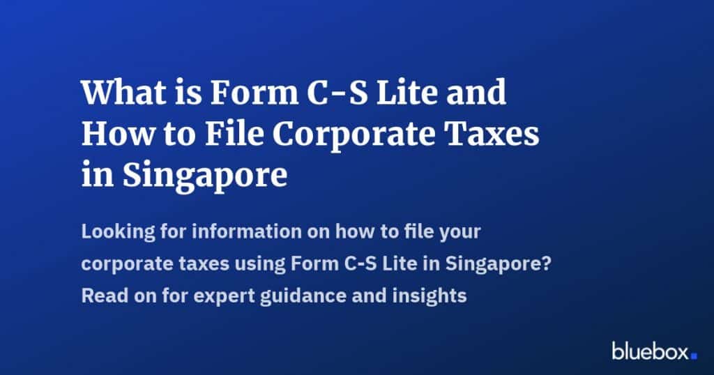 What is Form C-S Lite and How to File Corporate Taxes in Singapore