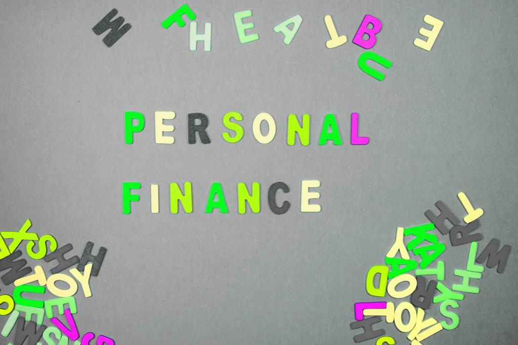 Personal Finance words made with letter blocks